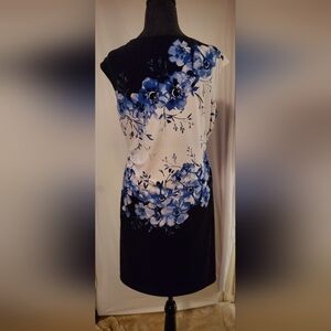 Ralph Lauren Asymmetrical Sheath Dress in Blue and Black